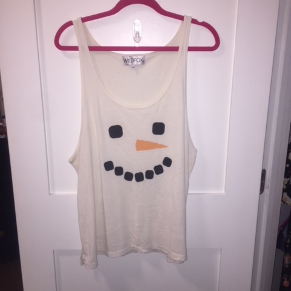 Wildfox‎ - Snowman Face Oversized Tank- HOLIDAY